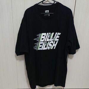 【中古品】ユニクロ UNIQLO Tシャツ 半袖 黒 ブラック プリント XL UT BILLIEEILISH