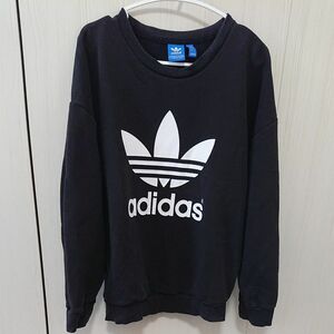 【中古品】 アディダス adidas ブラック 黒 トレーナー スウェット J CDN L