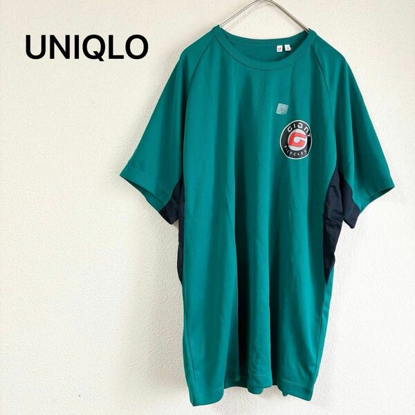 新品　UNIQLO ユニクロ　UT 企業コラボ Tシャツ ジャイアント　L 半袖　メッシュ　トップス　グリーン　ブラック