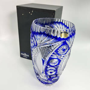 クリスタルガラス 花瓶 ポーランド製 POLONIA ポロニア 切子 花器 工芸品の画像1