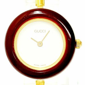 【1円スタート】GUCCI グッチ 11/12.2 チェンジベゼル GP ホワイト文字盤 クオーツ レディース腕時計 ジャンク 260644