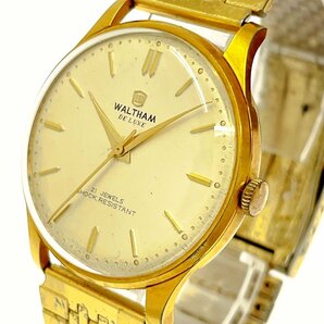 【1円スタート】WALTHAM ウォルサム デラックス 21石 GP×SS 手巻き メンズ腕時計 260502の画像2