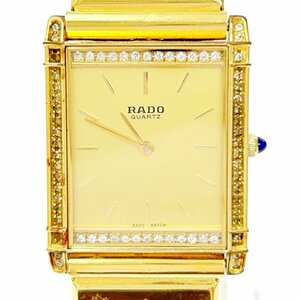 【1円スタート】RADO ラドー 121.9553.2 スクエア GP ゴールド文字盤 クオーツ ボーイズ腕時計 ジャンク 263042