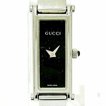 【1円スタート】GUCCI グッチ スクエア SS ブラック文字盤 クオーツ レディース腕時計 ジャンク 263025_画像1