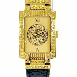 【1円スタート】VERSACE ヴェルサーチ 7009021 メデューサ スクエア GP ゴールド文字盤 クオーツ レディース腕時計 ジャンク 263108