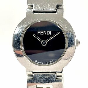 [1 jpy start ]FENDI Fendi 3050LororojiSS black face quarts lady's wristwatch 263110