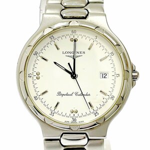 【1円スタート】【訳あり品】LONGINES ロンジン コンクエスト パーペチュアルカレンダー SS ホワイト文字盤 クオーツ メンズ腕時計 263160