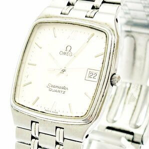 【1円スタート】OMEGA オメガ シーマスター スクエア SS シルバー文字盤 クオーツ メンズ腕時計 257009の画像2