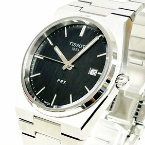 【1円スタート】【箱付き】TISSOT ティソ T137410A PRX SS ブラック文字盤 クオーツ メンズ腕時計 262936の画像2