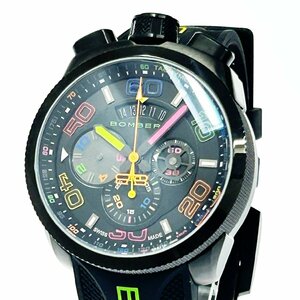 【1円スタート】BOMBERG ボンバーグ BOLT-68 ネオン SS×ラバー ブラック文字盤 クオーツ メンズ腕時計 266203