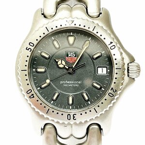 [1 jpy start ]TAG HEUER TAG Heuer WG1213-K0 cell Professional SS gray face quarts boys wristwatch 266567