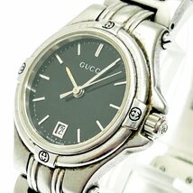 【1円スタート】GUCCI グッチ 9040L SS ブラック文字盤 クオーツ レディース腕時計 266478_画像2