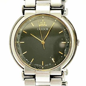 [1 иен старт ]SEIKO Seiko 9571-6030 Credor SS серый серия циферблат кварц boys наручные часы 266525