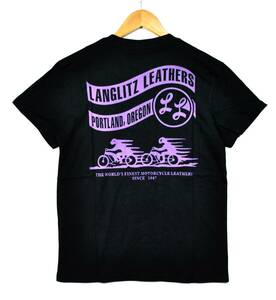 未使用【LANGLITZLEATHERS】ラングリッツレザー プリントTシャツ 黒 L 新古 