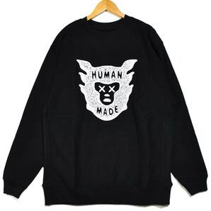 即決【HUMAN MADE x KAWS】ヒューマンメイド カウズ スウェット SWEATSHIRT KAWS #1 黒 XL 古着良品の画像2