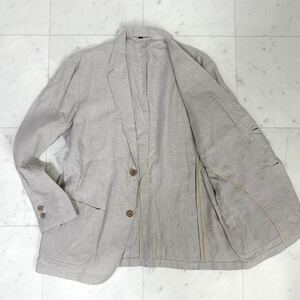 《極美品》無印良品 MUJI/テーラードジャケット サマージャケット 春夏/麻100% リネン100%/ベージュ/XLサイズ/しつけ糸