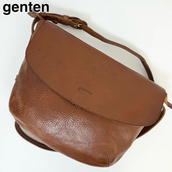 24D17 genten ゲンテン ショルダーバッグ 本革 レザー