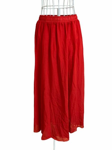 レディース ロングスカート 赤 パーティー イベント衣装 コスプレ ドレス 無地