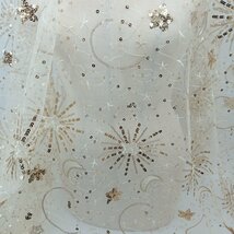 AZ315ゴールド　星　月柄刺カラー生地　スパンコール付き　立体刺繍生地 モチーフ　チュールレース生地　華奢_画像2