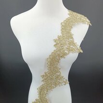 AZ376ゴールド 長さ90CM お花モチーフレース　刺繍リボン　バレエ衣装 レオタード 舞台衣装　ダンス衣装 フィギア衣装　ドレス装飾_画像2