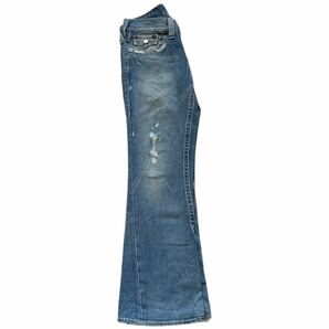 Rare 00s TRUE RELIGION distressed flare denim pants archive collection vintage made in USA トゥルーレリジョン フレアデニムパンツの画像3