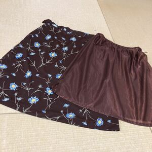 【日本製】『ナルミヤインターナショナル』膝丈スカート 花柄