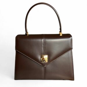 ◆美品◆Yves Saint Laurent イブサンローラン ハンドバッグ バック レザー ゴールド金具 フォーマル ヴィンテージ ブラウン 希少