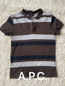 A.P.C ポロシャツ　メンズ　レディース　半袖　トップス　ボーダー　ブラウン ボーダーTシャツ ボーダー柄　アーペーセー　ポロ