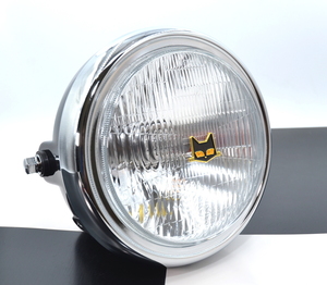 CBX400F １８０Φ LED クリアガラスレンズ ライト 黒 マーシャルエンブレム付 CB400SF ゼファー ジェイド CB400F Z250FT XJR400 BEET