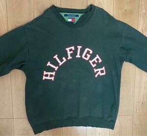 90s TOMMY HILFIGER トミーヒルフィガー スウェットトレーナー ヴィンテージ フェード 刺繍プリント厚盛りプリント