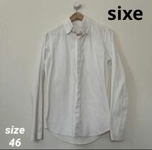 sixe メンズ 長袖シャツ size46 ねこ 猫 キャット ワンポイント_画像1