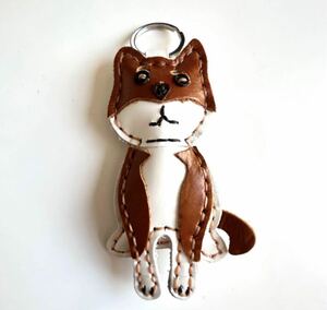 * free shipping * new goods original leather key holder hand made leather key holder bag charm key ring . dog .. dog 