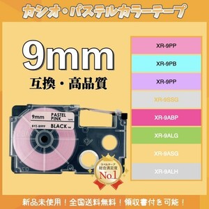 カシオ CASIO ネームランド XRラベルテープ互換9mmＸ8m ピンク3個