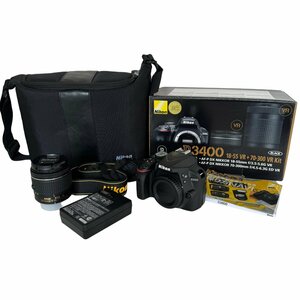 Nikon　ニコン　デジタル一眼レフカメラ　VRレンズ2台キット　D3400　18-55　VR+70-300　VR Kit　型番D3400 DZM ⅡKIT BK JP　動作確認済