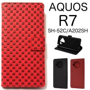 AQUOS R7 SH-52C/A202SH チェック柄 デザイン手帳型ケース