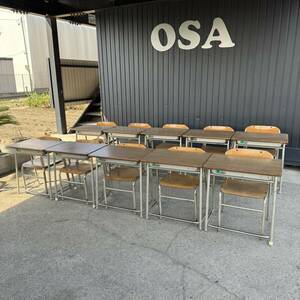 * Gifu departure 10 point together / writing desk / school /./ elementary school / desk, chair set / 145~158cm /. a little over desk / pair rubber none / present condition goods R6.4/2*