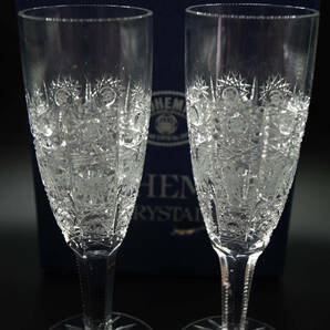 BOHEMIA ボヘミアグラス シャンパングラス カットガラス クリスタルグラス ハンドカット (検索ワード チェコグラス 切子 モーゼル バカラ )の画像1