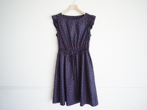  cat pohs 290 jpy [ regular price 1.4 ten thousand ]bomerus Lead to frill One-piece 36 navy blue ab3 Anatelier Bon