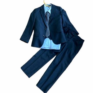 スーツ 入学式 フォーマルスーツ ブラック 男の子　ワイシャツ　ネクタイ　ベスト　ジャケット　長ズボンの5点セット　細身