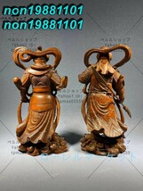 仏教工芸品　古美術 木彫仏像　極上彫　仏師手仕上げ品 忠義関公 韋駄天　立像一式_画像1