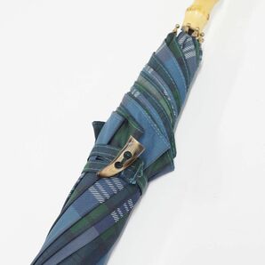 傘 BEAMS BOY ビームスボーイ USED超美品 チェック グリーン 寒竹手元 50cm KR A0505の画像4