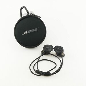 BOSE SoundSport wireless headphones ワイヤレスイヤホン USED美品 スポーツ向け 防滴 NFC対応 マイク ブラック ポーチ付 完動品 V0345