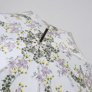 傘 JILLSTUART ジルスチュアート USED美品 雨傘 花柄 ホワイト グラス骨 60cm A0556の画像4