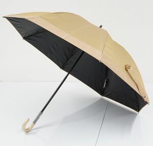 日傘 JILL STUART ジルスチュアート 晴雨兼用日傘 USED美品 グログランリボン キャメル 遮光 UV 50cm C A0476