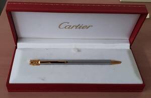 14706【1円スタート】Cartier カルティエ ボールペン サントス ツイスト式 ゴールド/シルバー 筆記用具 箱付き 筆記確認OK 包装無しで発送