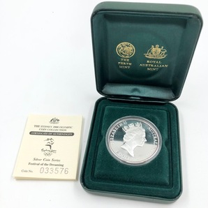 C925 オーストラリア 2000年 シドニー オリンピック 記念硬貨 5ドル 銀貨 保存ケース付きの画像1