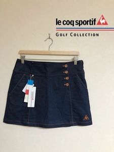 【新品】 le coq sportif golf ルコック ゴルフ ウェア レディース デニム ストレッチ スカート 猫 刺繍 サイズ11 ネイビー デサント