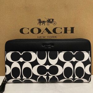 新品　COACH 長財布　コーチ　長財布　レディース メンズ シグネチャー ブラックチョーク