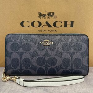 新品 COACH長財布 コーチ レディース メンズ シグネチャー ブラック