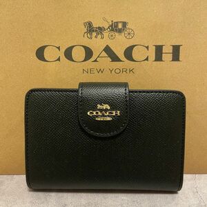 新品　COACH 長財布　コーチ　二つ折り財布　レディース メンズ ブラック